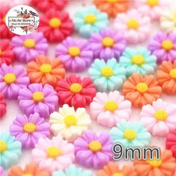100buc 9mm Culoare Mixt mici daisy floare rasina flatback cabochon DIY bijuterii/telefon decorare Nici o Gaura