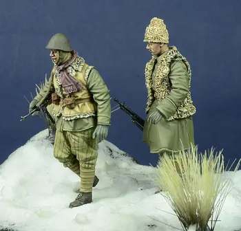 Scara 1/35 WW2 ungari 2 Persoane Miniaturi-al doilea Război Mondial Nevopsite Rășină Model Kit Figura Transport Gratuit