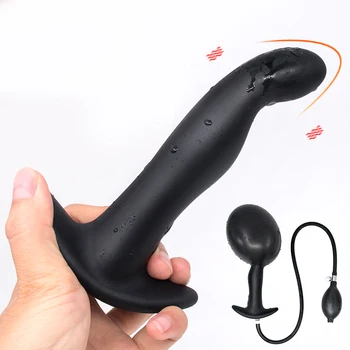 Silicon negru Gonflabile Anal Plug Expandable Butt Plug cu Pompa Adult Sex Produs Jucării Erotice Pentru Cupluri sex Feminin de sex Masculin