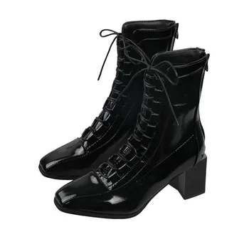 Femei Glezna cizme de piele toamna iarna 2020 scurt de moda a Subliniat indesata pantofi anti-alunecare rezistent la apa de înaltă calitate din piele de boot