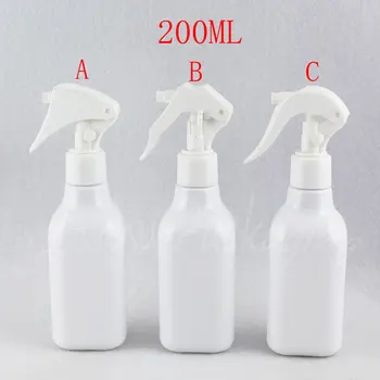200ML Pătrat Alb Sticla de Plastic Cu Trigger Spray Pompa , 200CC Toner / Ambalare de Apă de Sticlă , Gol Cosmetice Contaienr