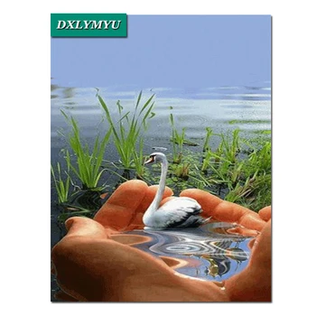 DIY 5D animal Diamant Tablou Brodat Manual Ambarcațiune Plină Piața Diamant Mozaic Seturi parte Apă swan Neterminate Decor acasă