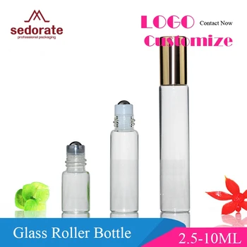 Sedorate 50 buc/Lot Sticlă Clară cu Role din Oțel Sticla de 2.5 ML, 5ML 10ML Mini Flacon din Sticlă de Ulei Esențial Rola Pe Sticle LZ006
