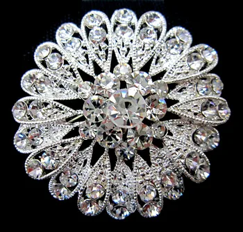 Argint Placat cu Aliaj și Stras de Cristal Diamante Soare Buchet de Flori Mireasa Nunta Brosa