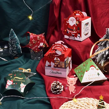Crăciun Fericit Cutii De Crăciun, Cutii De Cadouri Cadouri Pentru Copii Sac Forma De Stea Portabil Model Tridimensional Moș Crăciun Cutie De Bomboane