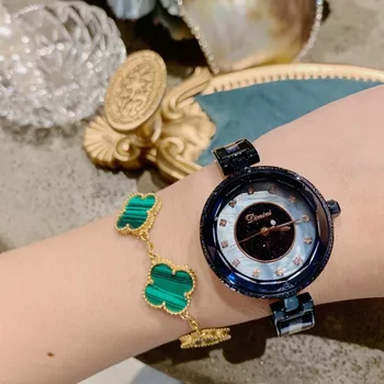 De lux Anti-Decolorare Nobil Albastru Brățară Ceasuri pentru Femei de Moda Elegant Brățară Ceas Quartz Sticla Fatetate de Cristal Încheietura ceas