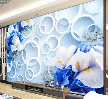 TV de perete de fundal 3D de flori tapet non-țesute imagini de fundal murală living mare pictură murală albastru fantezie de moda