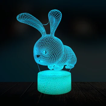 Iepure 3D Lampa de Animale Copil Copil Firulescu Cadou LED-uri USB Placa Acril Lumina de Noapte Multicolor Luminaria Flash Iluzie masa Decor de Masă