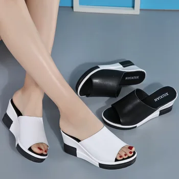 Mazefeng Sosirea 2020 Femei Sandale pentru Femei de Moda de Vara de Agrement Gura Peștelui Sandale Fund Gros Papuci de casă Pene de Pantofi Femei