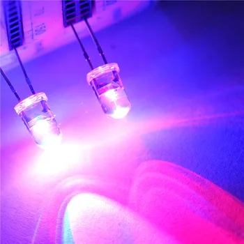 LED-light-emitting diode 5MM rotund roșu și albastru dublu bliț (50buc)