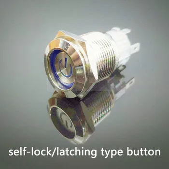 16mm Metal Comutator Buton Panou de Gaura de Alimentare Buton de moment buton cu Cap plat 5pins lumină LED-uri Auto-Reset 1NO 1NC comutator