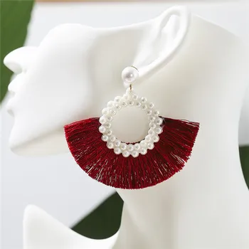 HOCOLE Geometrice Tassel Cercei Handmade Perla Picătură Cercei pentru Femeile Roșu Galben Mare Boem Bijuterii femme Nunta 2019