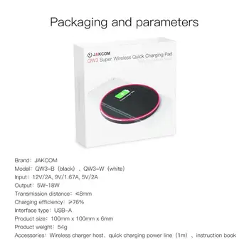 JAKCOM QW3 Super Wireless de Încărcare Rapidă Pad Pentru barbati femei 20 lite led 10 pro cargador telefoane mobile qi