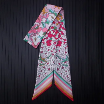 Moda De Euro Litere Mici De Flori Diagonal Eșarfă De Mătase Pentru Femei, Cu Dungi Bandă Panglică Mâner Sac De Brand De Lux De Vară Mici Eșarfe