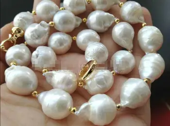 Clasic de 12-15mm naturale baroc Australian alb colier de perle de 18inch 36