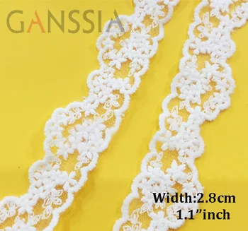 Latime:2.8 cm Bună calitate, de culoare albă floare dantelă,dantelă asieta pentru îmbrăcăminte, dantela din bumbac pentru DIY, scrapbooking(ss-340)