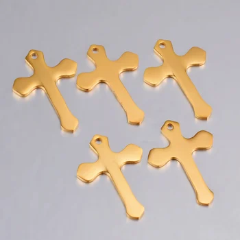 5pcs Brățară din Oțel Inoxidabil Cruce Farmece de Aur DIY Religioase Accesoriu Constatare ,Hipoalergenic