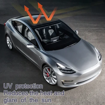 MICTUNING 2 buc Auto Fata si Spate, Acoperiș Culisant Net pentru Tesla Model 3 Auto Geam Culisant de Acoperire rezistente la Ultraviolete Plasă de Soare Umbra