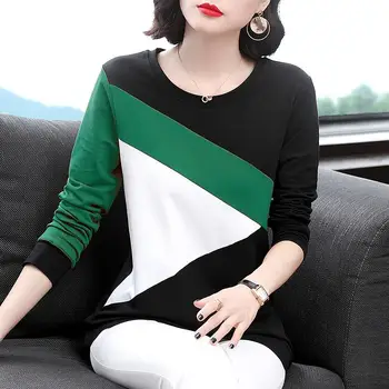 2021 Nou T-shirt de Coasere Maneca Lunga T-shirt Femei Stil coreean Plus Dimensiune de Bază Cămașa neajutat de Îmbrăcăminte de Sus