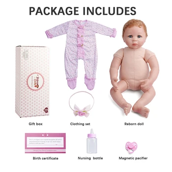19 Inch Katie Renăscut Baby Doll Vinil Realiste Nou-nascut Bebe Corpul Renăscut Păpuși Jucarii pentru Fete Pentru Copii RBG LoL Cadou