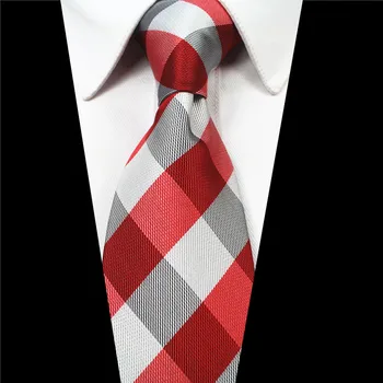RBOCOTT de Mătase Clasic Mens Lega 8cm Legături de Gât Paisley Carouri si Verifica Cravata pentru Barbati, Negru cu Cravata Roșie Petrecere de Nunta Gravatas