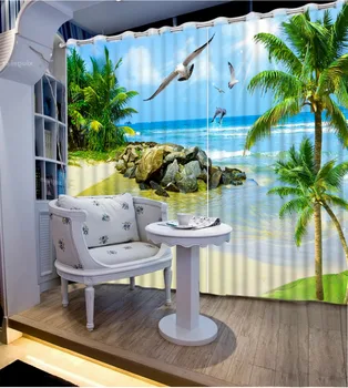 Foto Personaliza dimensiunea 3d peisaje plajă perdele pentru living Home Decor Camera de zi Naturală de Artă