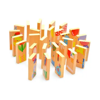 Din lemn pentru Copii Jucarii Educative 28 de Potrivire Animal Jigsaw Puzzle-uri pentru Copii Domino Jucarii Montessori, Jucarii Educative