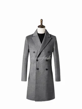 Personalizate Clasice se potrivesc Subțire pentru bărbați cașmir gri deschis haina Formale mijloc mai sacou