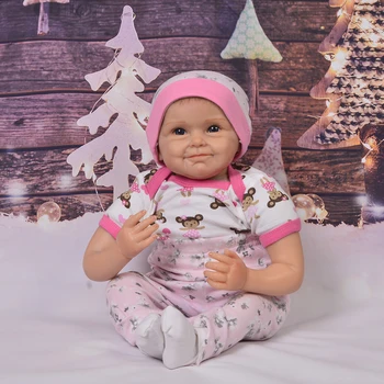 22inch Renăscut vinil de silicon Baby Doll Copii Playmate față zâmbitoare în Viață Jucarii Moi pentru Buchete Păpușă renăscut Jucarii pentru vânzare
