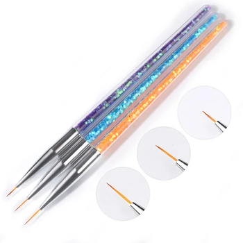 ELECOOL 3pcs/set Nail Art Pensule Set Pictura Striping Linii de Creion cu Paiete Pen Stick