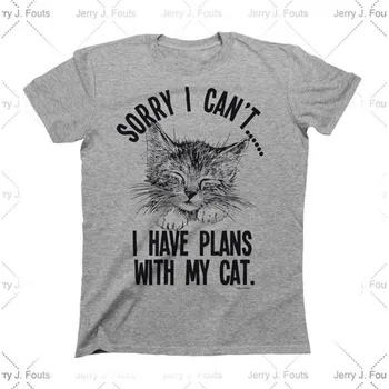 Vinde Îmbrăcăminte pentru Bărbați Rău că am cant..am Planuri Cu Pisica Mea Mens se Potrivi Sloganul T-Shirt