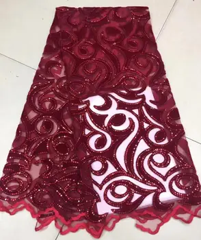 Franceză tul broderie dantela tesatura DiuDiu-91605 Grațios din africa de catifea net dantela cu paiete pentru rochie de mireasa