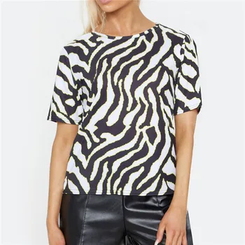Moda Zebra Imprimate Topuri si Bluze Femei Casual Tricouri Cămăși Albe 2019 Birou de Haine de Femei Maneci Scurte Sus Blusas de sex Feminin