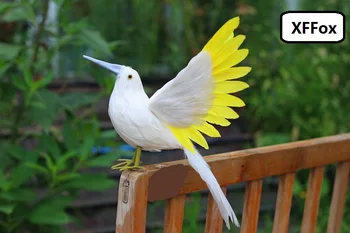 Noul viața reală alb&galben pasăre model spuma&pene de simulare aripi de pasăre cadou despre 30x50cm xf2569