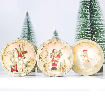 De crăciun creative lumina pandantiv din Lemn de Brad de Crăciun Agățat Ornamente Petrecere de Crăciun Decoratiuni pentru Casa Mos craciun om de Zapada Elan Lumina