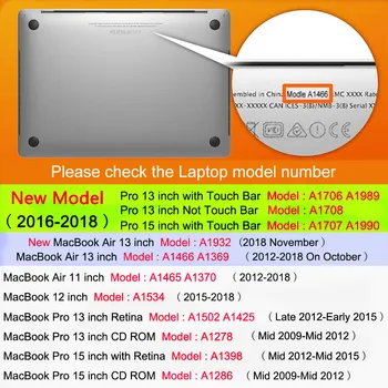 2019 Noi de Imprimare 3D Model de Laptop Caz Acoperire Pentru MacBook Air13 Caz Pro Retina 11 12 13 15 inch cu Touch Bar + Capac Tastatură