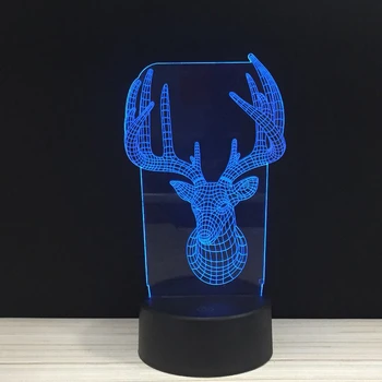 LED 3D Dolari pe Cap de Cerb AntlersNightLight Acrilice Lampa de Noapte Lumina de Astru Atingere Și de la Distanță Lămpi Lumini de Copii Decor Mylamp
