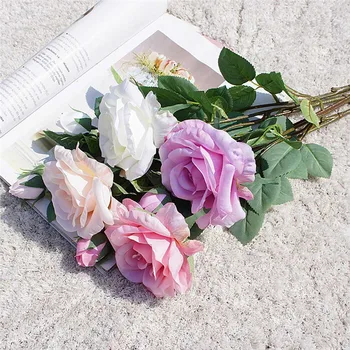 2 Capete Artificiale de Trandafir Buchet de Flori Reale Atinge Decor de Nunta Mireasa Ține de Mătase, Flori False pentru Home Garden Decor Floral