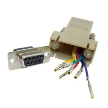 50 buc DB9 Female să RJ45 Feminin F/F RS232 Modular Adaptor Conector Convertor Extender cablu