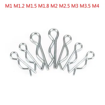 20buc Oțel Carbon Anti-rugina Ac de Păr Clip Cotter Pin arc Cârlig de Fixare R M1 M1.2 M1.6 M1.8 M2 M2.5 M3 M3.5 M4
