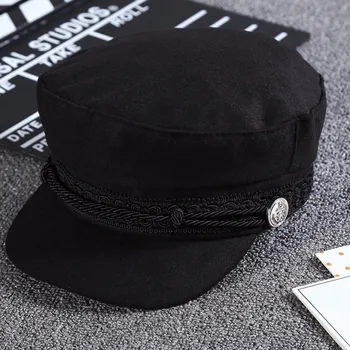 2019 Solid Black Hat Pentru Femei Bereta Capace De Sex Feminin Os Sepci De Baseball Capac Octogonal Fete Fedoras Anglia Stil Retro Capac Plat Moda