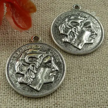 90 de piese de argint tibetan farmecul de monedă 27x23mm #1708
