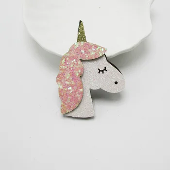 50pcs/lot ,4.3*6cm sclipici corn de unicorn drăguț fată articole pentru acoperirea capului, accesorii de par, accesorii de moda ,de vânzare fierbinte
