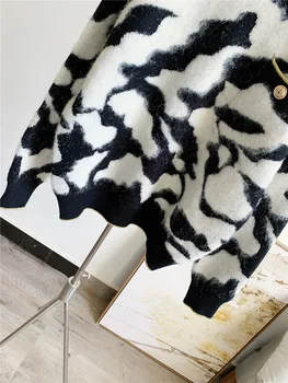 Pulover lung pentru femei butonul de sus de înaltă calitate vrac casual, o-neck leopard toamna iarna cald gros Mohair pulover tricotate jumper