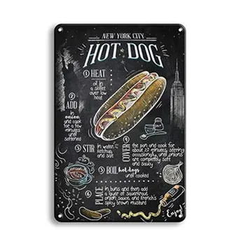 Fast-Food Cookie Hot Dog Tablă De Metal Semn De Epocă Placa De Metal Retro Poster Decor Acasă Bar Bistro Cafe Autocolant De Perete De Fier Pictura