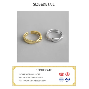 Real Argint 925 Geometrică Neregulată Redimensionabilă Panglica Inel Pentru Femei De Moda Punk Bine De Bijuterii Accesorii 2020 Cadou