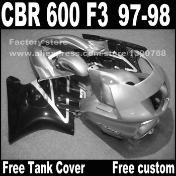 Motociclete piese pentru HONDA CBR 600 F3 carenajele 1997 1998 CBR600 F3 97 98 argintiu negru carenaj kit + a capacului Rezervorului A5