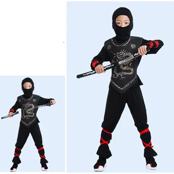 Băiat copil Costume de Halloween Cosplay dragonului negru Arte Martiale Ninja Costume Copii Decoratiuni Partid Consumabile Războinic Uniforme