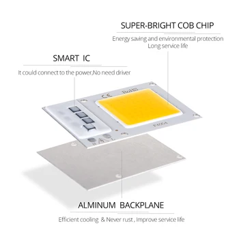 COB Lampă cu LED-uri 10W 20W 30W 110V 220V Putere Mare LED-uri de Matrice Inteligent IC lumina Reflectoarelor Bec Proiector Downlight cu Reflector Sursa
