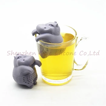 Hipopotam În Formă De Ceai Infuzor Din Silicon Reutilizabile Ceai Filtru De Cafea Planta Filtru Gol Pliculete De Ceai De Frunze Vrac Difuzor Accessorie50pcs